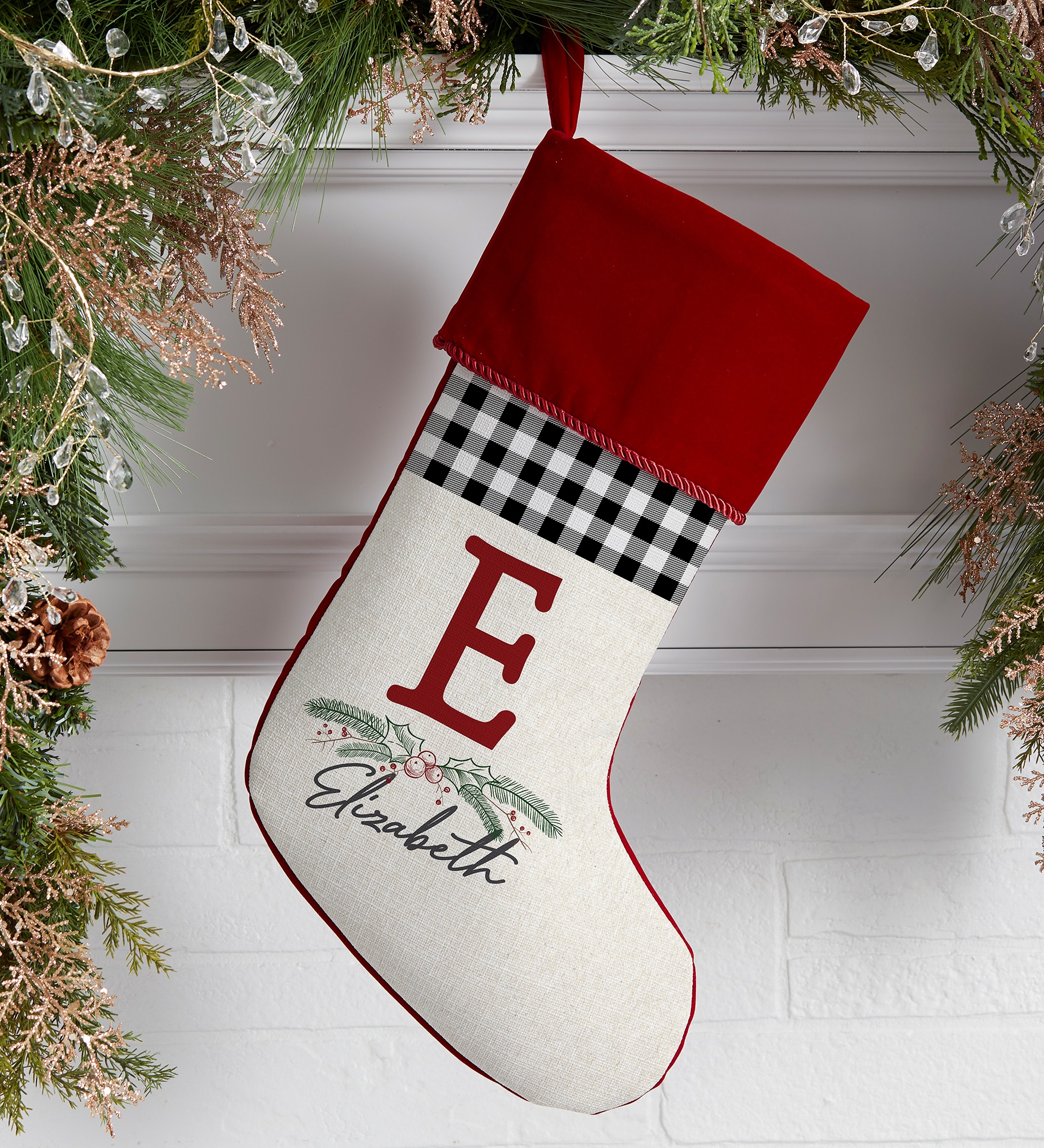 Festive Foliage Personalized Christmas Stockings